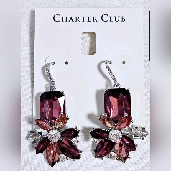 Charter Club Pink and Silver Drop Earrings - Picture 1 of 6